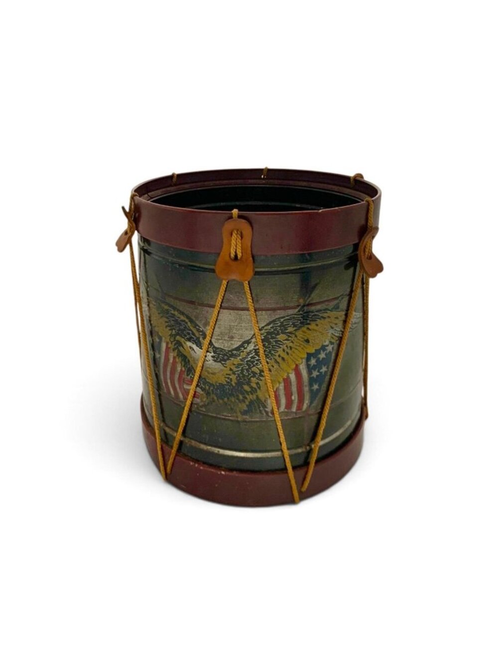 Waste Can Bin Drum with American Eagle Design Vintage Multi Use Container Decor